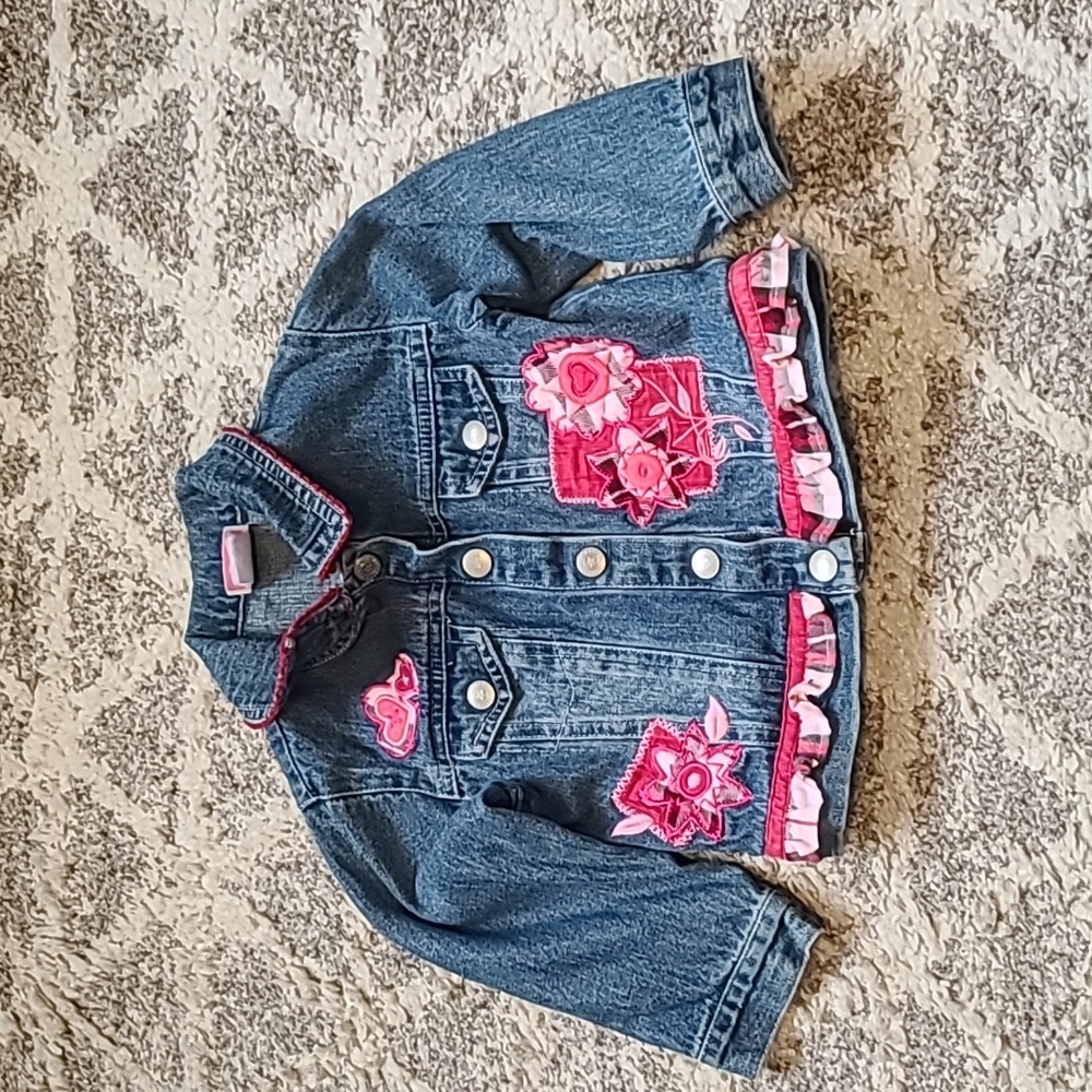 4 for $28 - Nanette Girls 2T Blue Jean Jacket with Pink Details